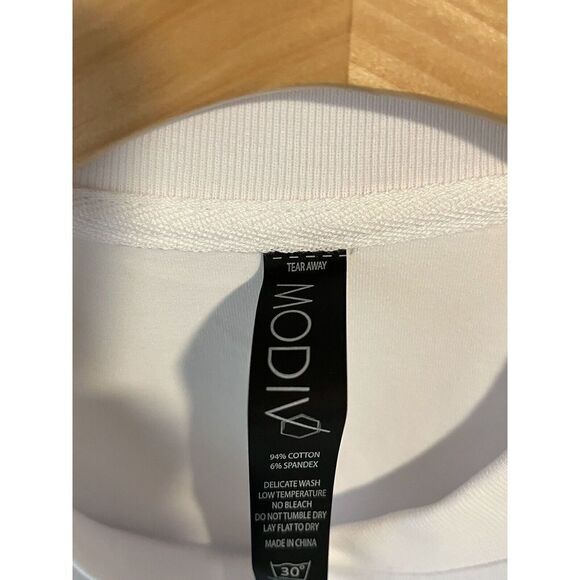 Modiv Shirt Short Sleeve Performance Tee Mens Medium White Block Logo Activewear - Picture 6 of 11